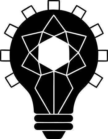 Black and white vector illustration of a lightbulb with diamond insideのイラスト素材