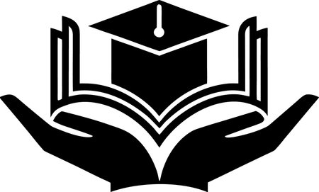 Illustration of a book with a graduation cap on top viewed from aboveのイラスト素材