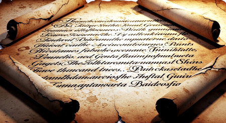 Old scroll of parchment on grunge background with copy space for textの素材