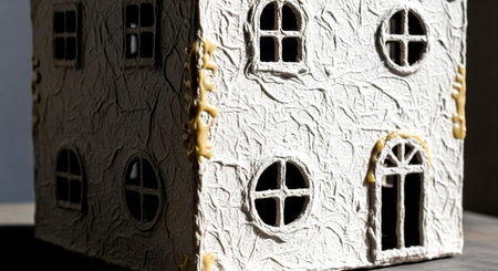young asian woman working with papercraft in her workshop at nightの素材