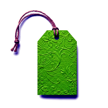 Price tag or address label with string on white background with clipping pathの素材