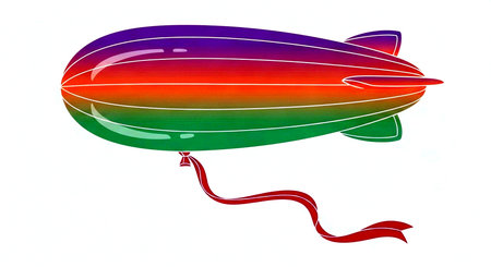 Illustration of a colorful airship isolated on a white background.の素材