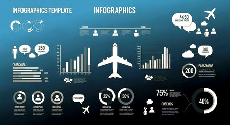 Airplane Infographic Design Template. Vector Illustration. EPS10の素材