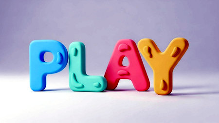 Plastic letters spelling the word play on a white background, 3d renderの素材