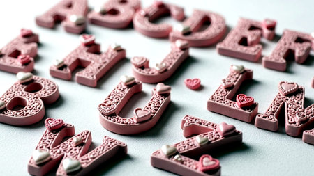 Valentine's Day background with hearts and letters. Love concept.の素材