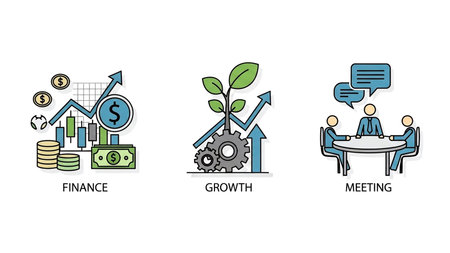 Set of flat line icons for business, finance, management and investment.の素材