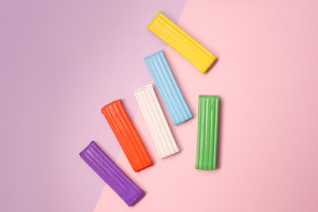 Children's, colorful, new plastic on a bright, light and even background.