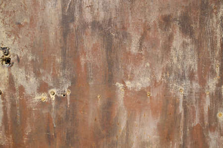 Rusty old, corroded iron texture. Iron shabby wall in full screen.