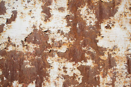 Rusty old, corroded iron texture. Iron shabby wall in full screen.