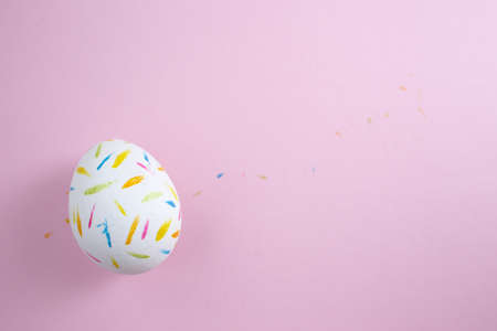 Festive, Easter eggs. White, decorated with drawings on a bright, light background.