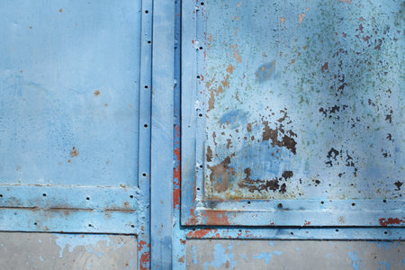 Iron, old, rusty metal texture, full screen. Iron wall, with corrosion.の写真素材
