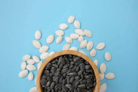 Delicious, salty seeds. Lots of roasted and crunchy seeds.の写真素材