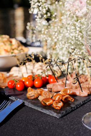 Beautiful, stylish, trendy serving of food in natural conditions.の写真素材