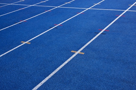 Blue Tartan race track with guidelinesの写真素材
