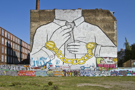 Graffitis on walls of abandoned estate in Berlin/ Kreuzberg, Germanyのeditorial素材