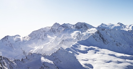 Winter panorama of the austrian alpsの写真素材