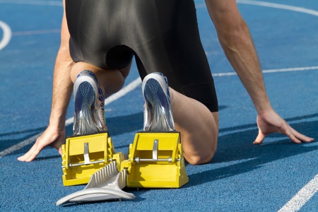 Male runner waits for his start