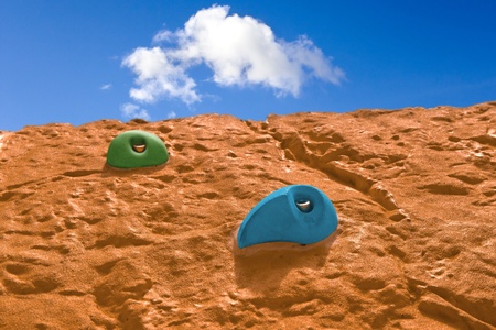 Climbing wall with artificial handlesの写真素材