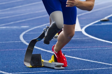athlete with handicap starts the raceの写真素材