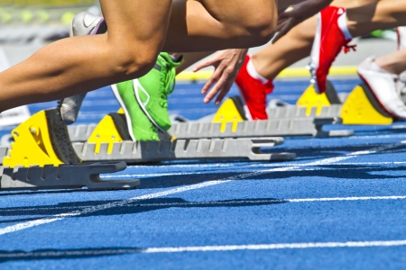 female sprinters startの写真素材