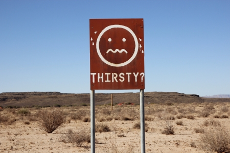 amusing thirsty sign in a desertの写真素材