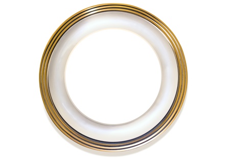 Plate with white inner circle for own content on white backgroundの写真素材