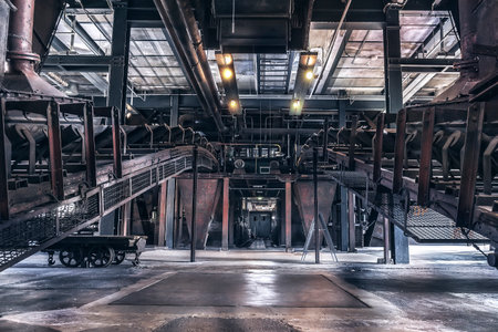 Indoor production scene of the "Zeche Zollverein" in Essen-Germany. The closed coke oven plant is world heritage site.のeditorial素材
