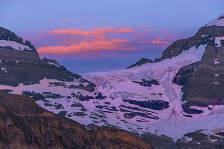 Spectacular sundown of the Dents du Midi glacier in Switzerlandの写真素材