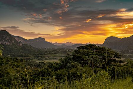 Wonderful Vinales valley in Cuba at sunriseの写真素材