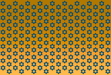 Shiny wallpaper blue stars on yellow backgroundの写真素材