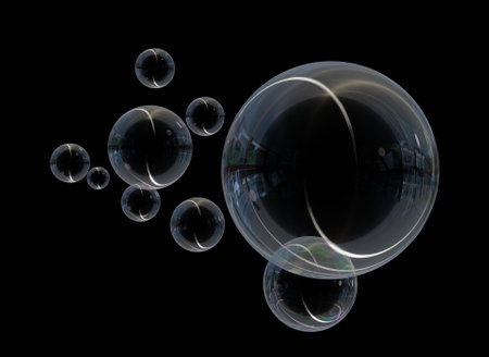 Soap bubbles on black background. 3d renderingの写真素材