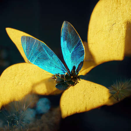 Digital art of butterfly sitting on flower. High quality photoの素材
