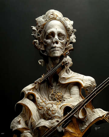 Picture of baroque statue of man with violinの素材