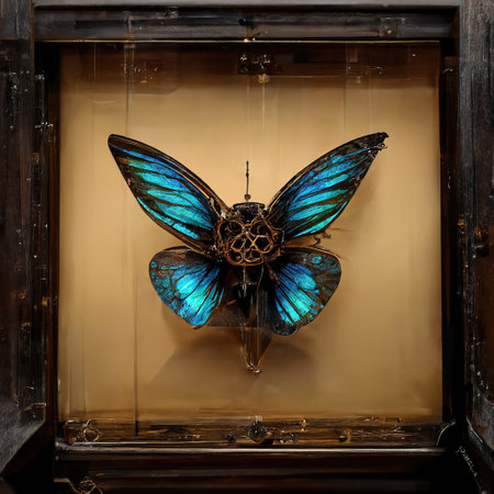 Digital art of mechanical butterfly with amazing coloursの素材