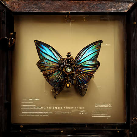 Digital art of mechanical butterfly with amazing coloursの素材
