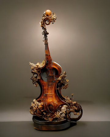 Picture of baroque violin statue, 3D illustrationの素材