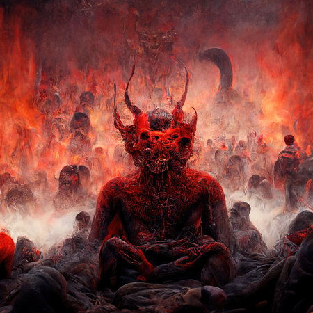 Portrait of devil, Illustration, drawing, 3d illustration, 3d renderの素材