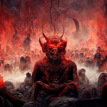 Portrait of devil, Illustration, drawing, 3d illustration, 3d renderの素材