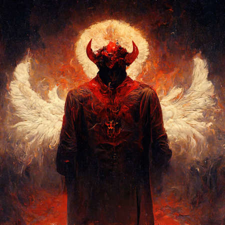Portrait of devil, Illustration, drawing, 3d illustration, 3d renderの素材