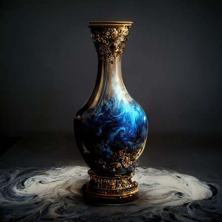 An ornate baroque vase, digital art style, 3d illustrationの素材