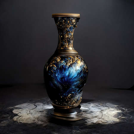 An ornate baroque vase, digital art style, 3d illustrationの素材