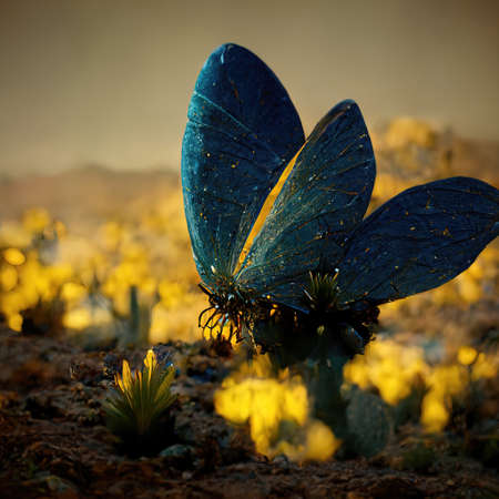 Digital art of butterfly sitting on flowerの素材