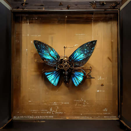 Digital art of mechanical butterfly with amazing coloursの素材