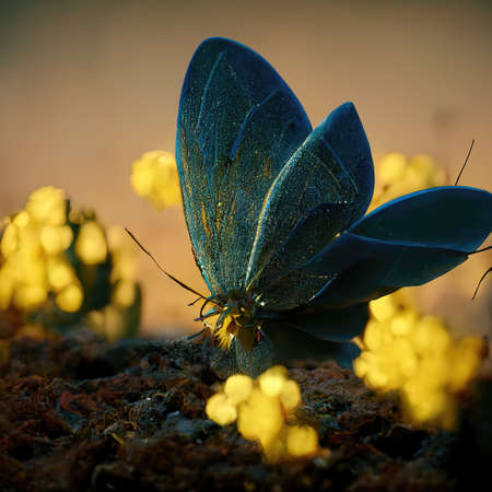 Digital art of butterfly sitting on flowerの素材