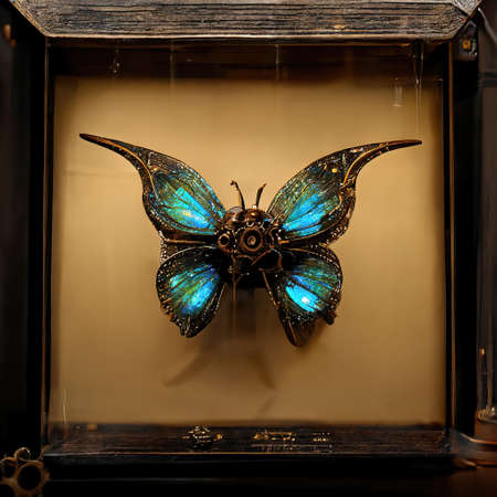 Digital art of mechanical butterfly with amazing coloursの素材