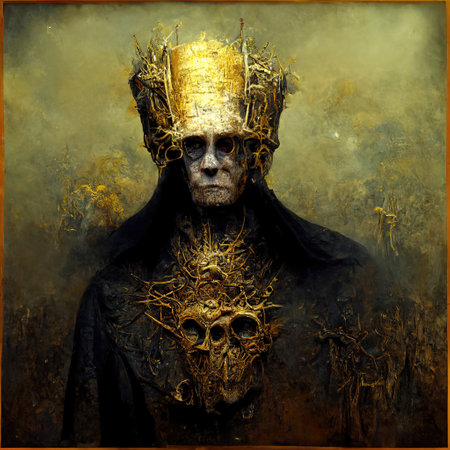 Digital art of inorganic evil bishop, 3d Illustrationの素材