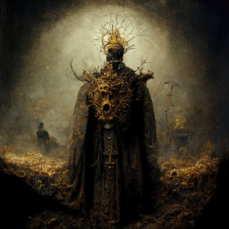 Digital art of inorganic evil bishop, 3d Illustrationの素材