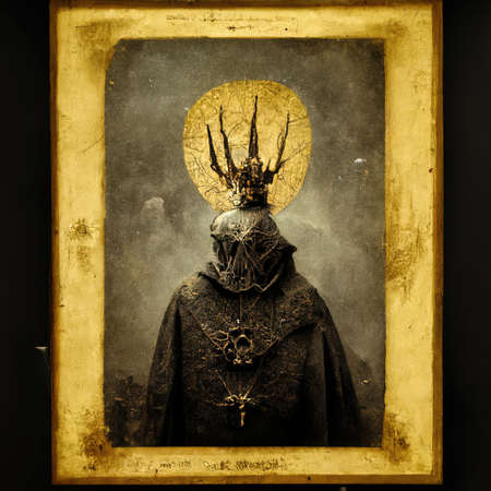 Digital art of inorganic evil bishop, 3d Illustrationの素材