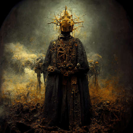 Digital art of inorganic evil bishop, 3d Illustrationの素材