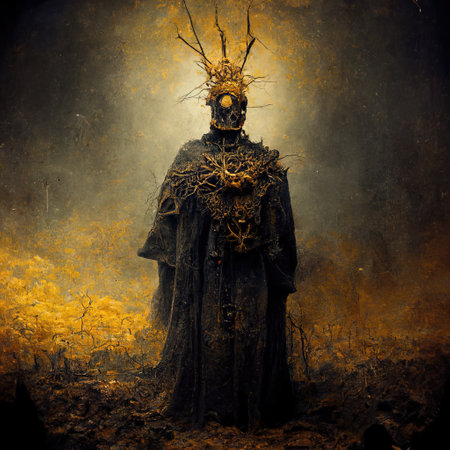 Digital art of inorganic evil bishop, 3d Illustrationの素材